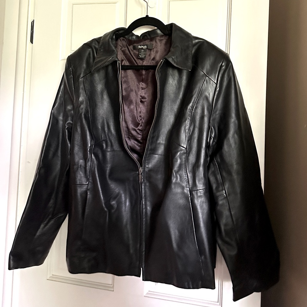 Women’s Style & Co. Black Leather Jacket — Excellent Condition — 18W